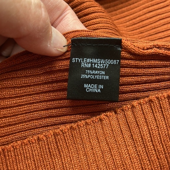 Haute Monde NWT Burnt Orange Knit Long Sleeve Sweater Bodycon Midi Dress - Picture 8 of 9